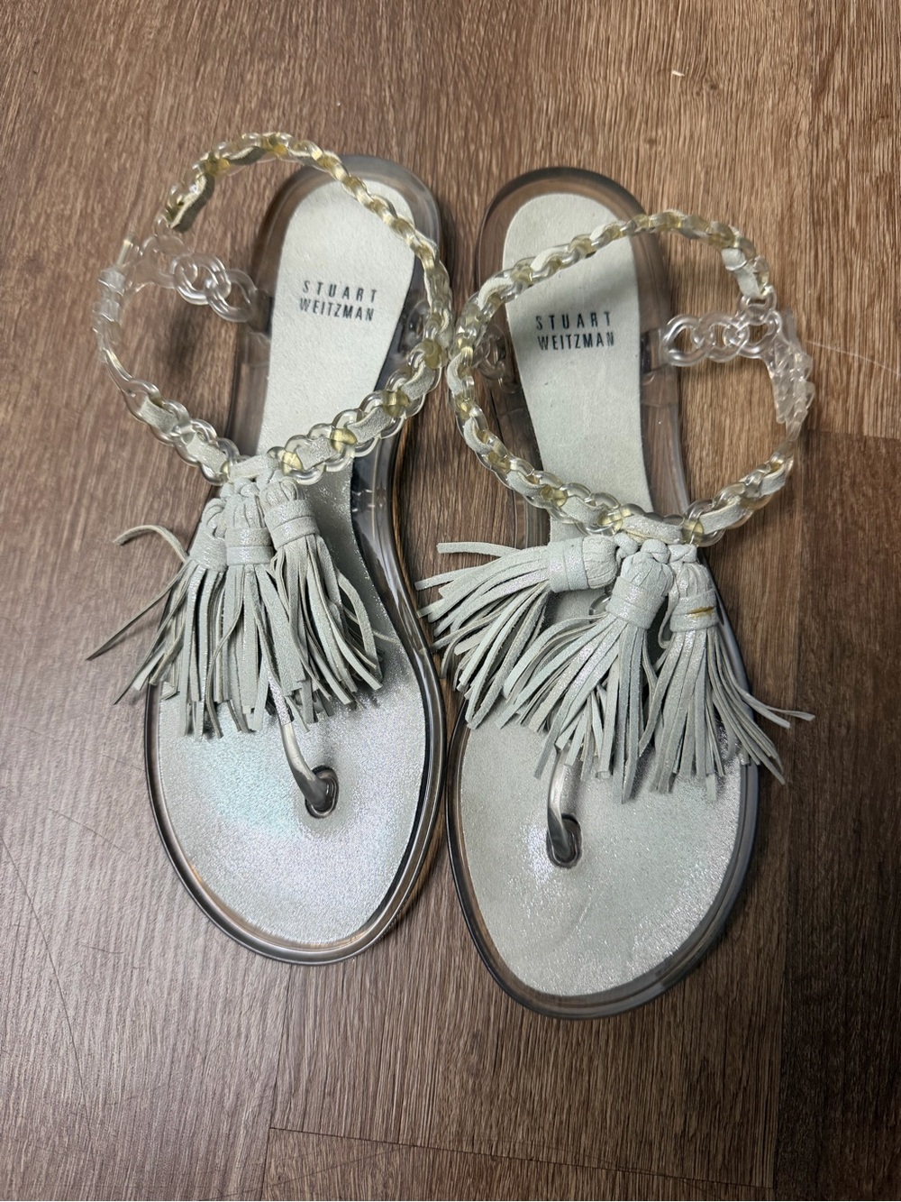 Stuart Weitzman Gelati jelly sandals, featuring translucent chain-link straps 10